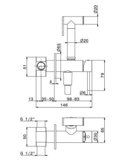 Гигиенический душ со смесителем Kerama Marazzi Futura 886KM.21.018 хром